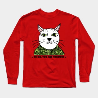 Portrait of Perfect Cat with Green Eyes and Sweater Says You Are Purrfect Long Sleeve T-Shirt